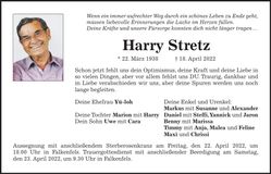Traueranzeige Harry Stretz