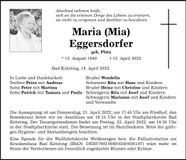 Traueranzeige Maria Eggersdorfer