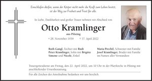 Traueranzeige Otto Kramlinger