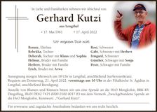 Traueranzeige Gerhard Kutzi