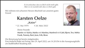 Traueranzeige Karsten Oelze