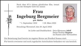 Traueranzeige Ingeburg Bergmeier