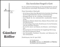Traueranzeige Günther Rößler