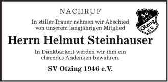 Traueranzeige Helmut Steinhauser
