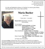Traueranzeige Maria Bucher