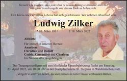 Traueranzeige Ludwig Zilker