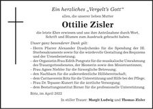 Traueranzeige Ottilie Zisler