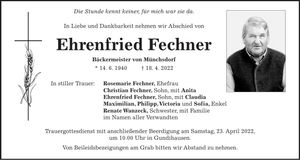Traueranzeige Ehrenfried Fechner