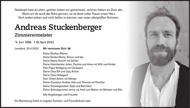 Traueranzeige Andreas Stuckenberger