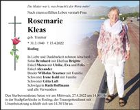 Traueranzeige Rosemarie Kleas