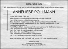Traueranzeige Anneliese Pöllmann
