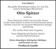 Traueranzeige Otto Spitzer