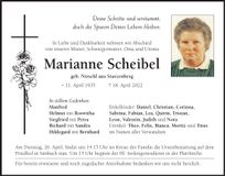 Traueranzeige Marianne Scheibel