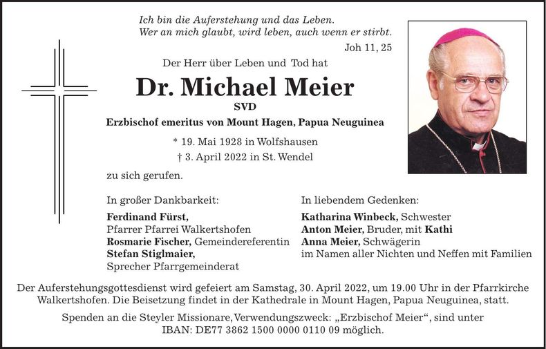 Traueranzeige Dr. Michael Meier