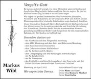 Traueranzeige Markus Wild