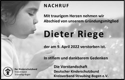 Traueranzeige Dieter Riege