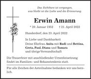 Traueranzeige Erwin Amann