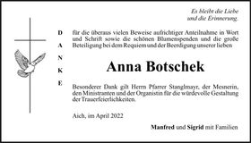 Traueranzeige Anna Botschek