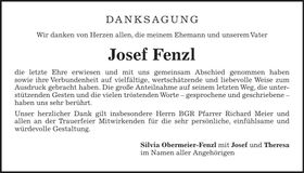 Traueranzeige Josef Fenzl