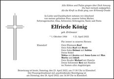 Traueranzeige Elfriede König
