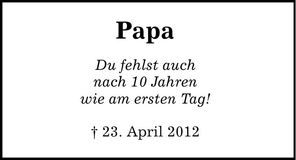 Traueranzeige  Papa