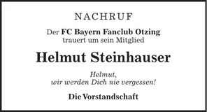 Traueranzeige Helmut Steinhauser