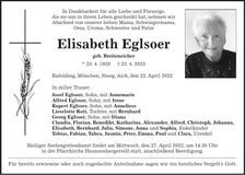 Traueranzeige Elisabeth Eglsoer