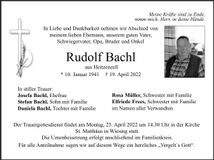 Traueranzeige Bachl Rudolf