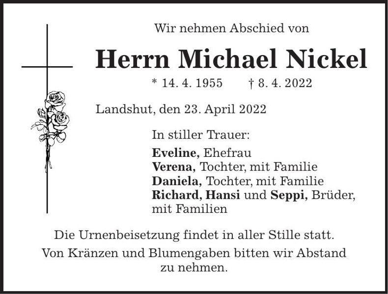 Traueranzeige Michael Nickel