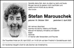 Traueranzeige Stefan Marouschek