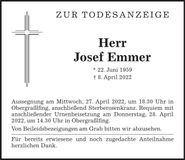 Traueranzeige Josef Emmer