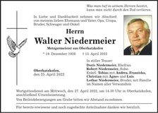 Traueranzeige Walter Niedermeier