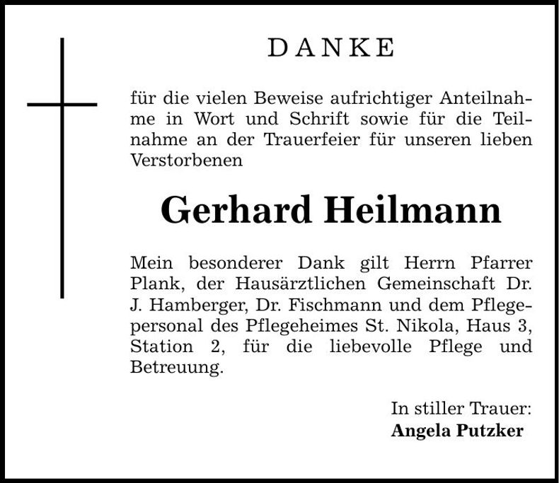 Traueranzeige Gerhard Heilmann
