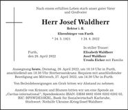 Traueranzeige Josef Waldherr