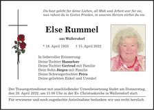 Traueranzeige Else Rummel