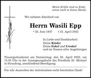 Traueranzeige Wasili Epp