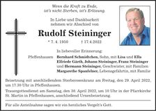 Traueranzeige Rudolf Steininger