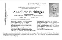 Traueranzeige Anneliese Eichinger