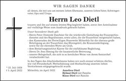 Traueranzeige Leo Dietl