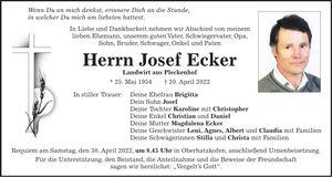Traueranzeige Josef Ecker