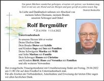 Traueranzeige Rolf Bergmüller
