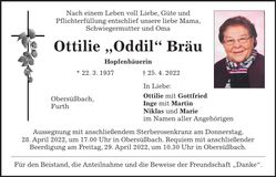 Traueranzeige Ottilie Bräu