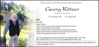 Traueranzeige Georg Rötzer