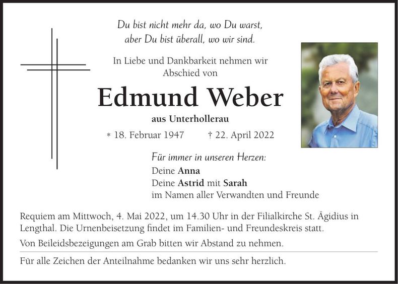 Traueranzeige Edmund Weber