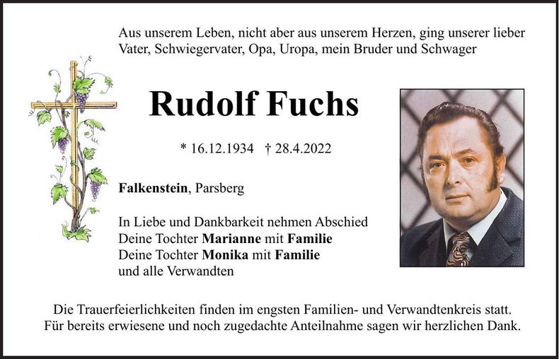 Traueranzeige Rudolf Fuchs