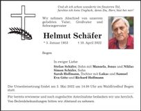 Traueranzeige Helmut Schäfer