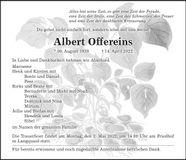 Traueranzeige Albert Offereins