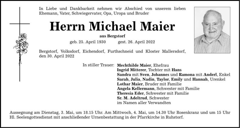 Traueranzeige Michael Maier