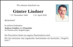 Traueranzeige Günter Lindner