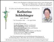 Traueranzeige Katharina Schleibinger